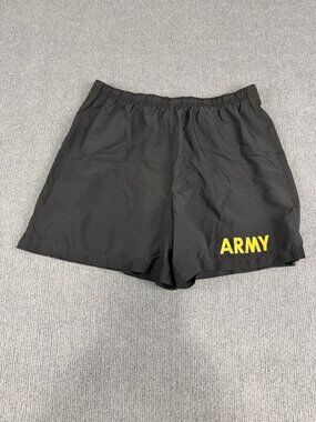 Army Mens Black Physical Fitness Uniform Trunks Adjustable Drawstring Medium